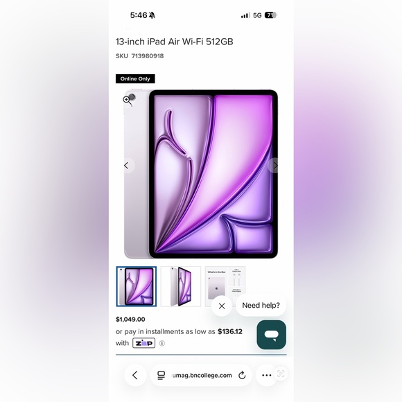 Apple iPad Tablet in Purple and Silver